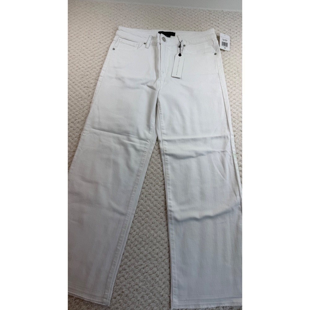 Sanctuary Jeans MID Rise Crop Straight White Frey Hem Size 29